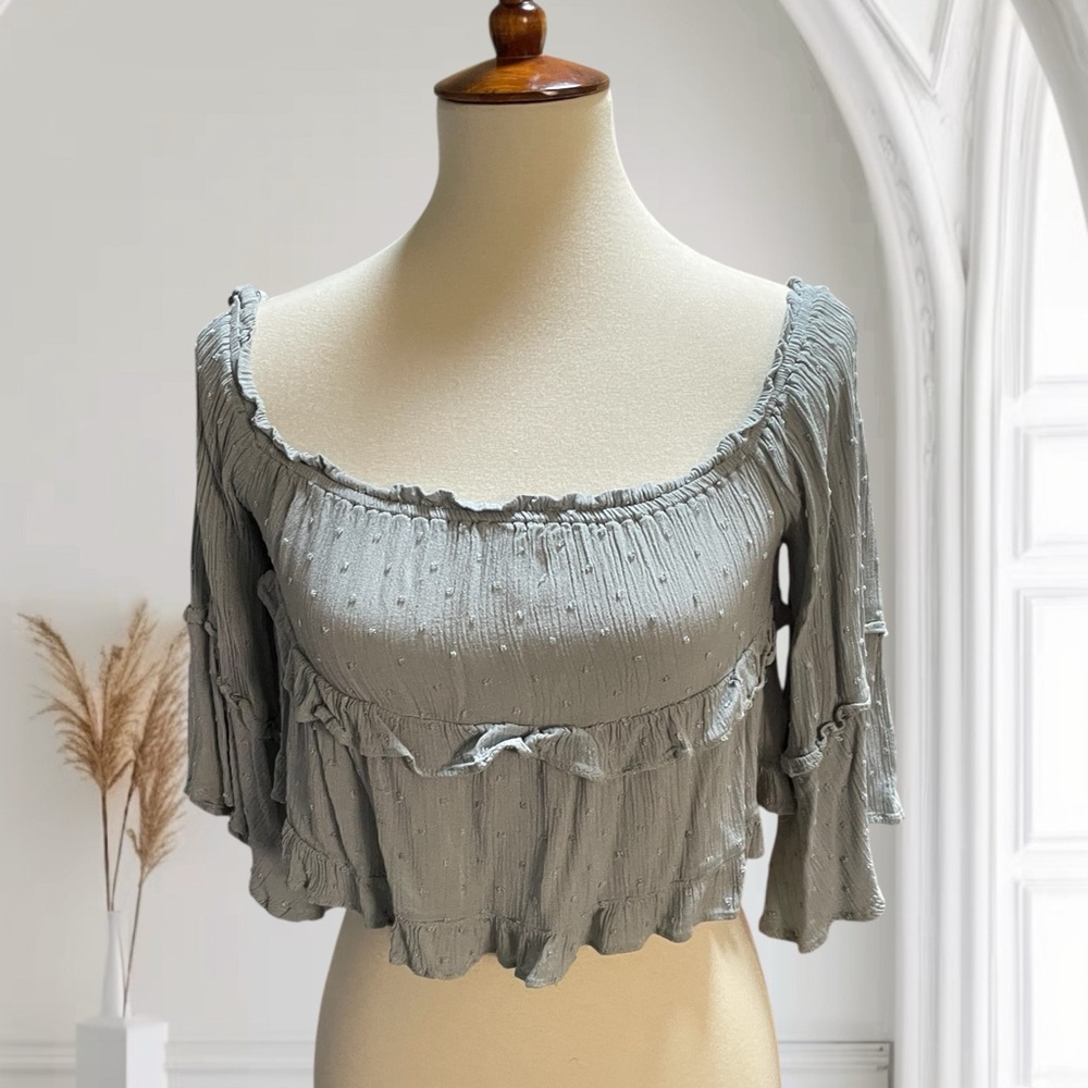 Love Tree Babydoll Ruffle Crop Blouse